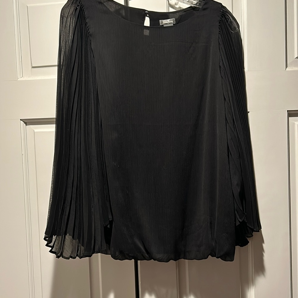 Neiman Marcus blouse with fan pleated sleeves